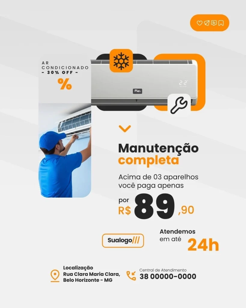 Manutenção completa ar-condicionado